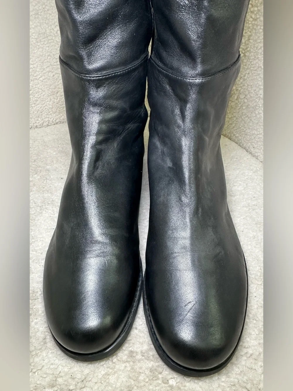 Stuart Weitzman 5050 Black Leather Stretch Knee High Boots Preppy Equestrian 8.5